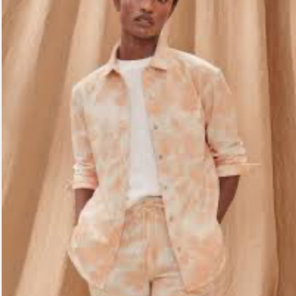 Garnet Hill Tie Dye Cozy Fleece Shirt Jacket Shacket